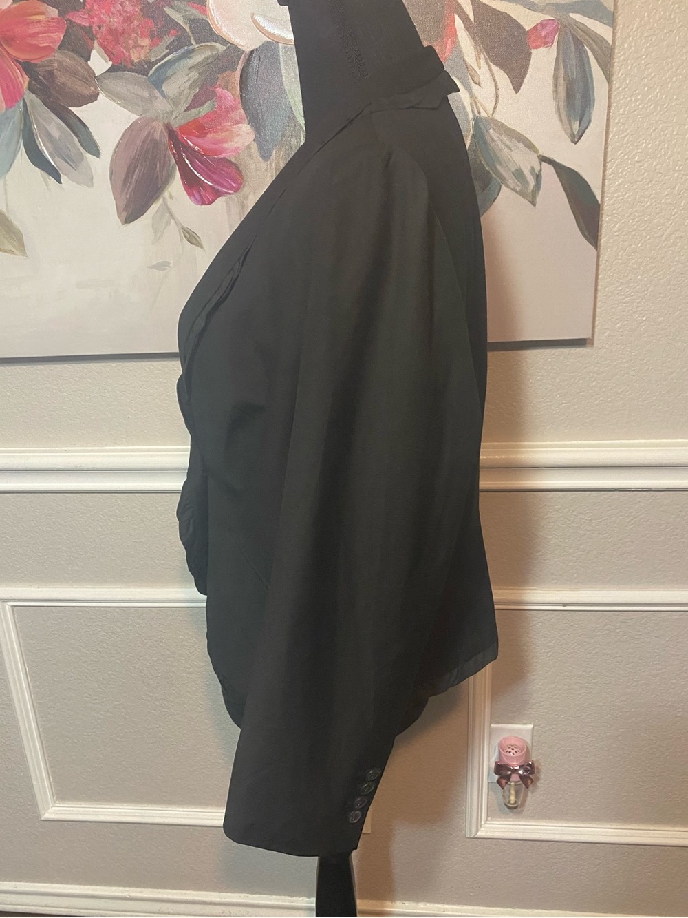 LOFT Black Ruffle-Trim Single-Button Blazer - Picture 11 of 13